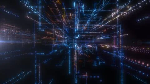 Flying into digital technologic tunnel Stock Illustration
