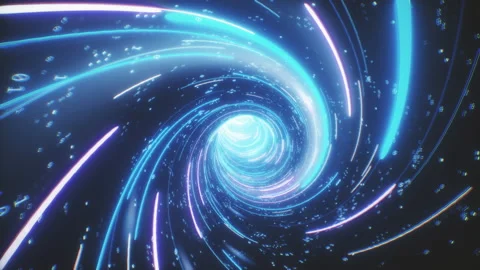 Flying in digital tunnel seamless loop. Futuristic background with neon rays Stock Footage 195205249