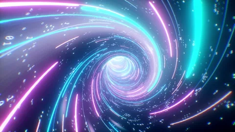 Flying in digital tunnel seamless loop. Futuristic background with neon rays Stock Footage 197046598