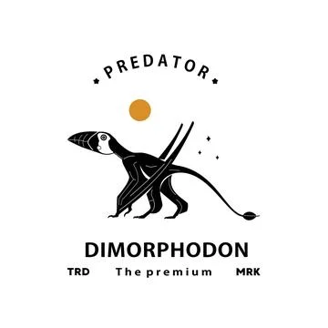 Flying dinosaur, dimorphodon logo vector silhouette art icon Stock Illustration