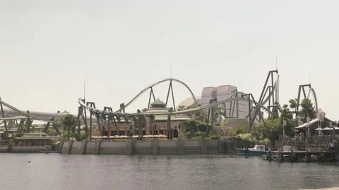 The Flying Dinosaur Roller Coaster - Jurassic Park - Universal Studios Japan - Video stock 344092326