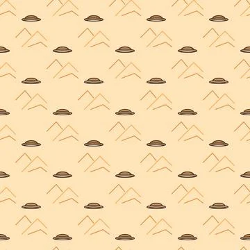Flying Disc vector UFO concept creative colored seamless pattern Stock Illustration