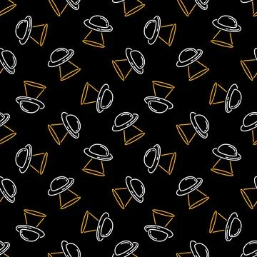 Flying Disc vector UFO concept line seamless background or pattern 스톡 일러스트