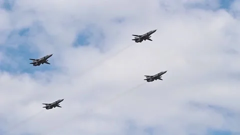 Flying display and aerobatic show of the Russian Military Air Force. Stock Footage 203977086