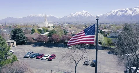 Flying DJI Mavic Pro in Utah, with USA Flag Stock Footage 106645801