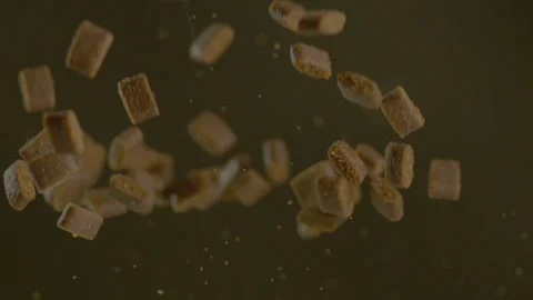 Flying Dog Food in Motion with Dynamic Floating Effect for Pet Nutrition Themes Stock Footage 290767077