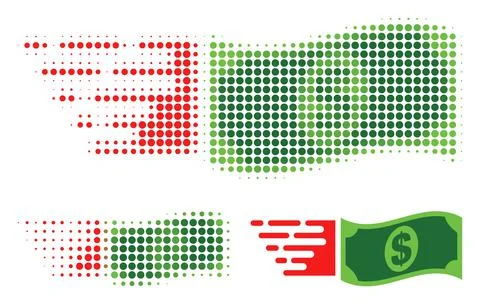 Flying Dollar Banknote Halftone Dotted Icon イラスト素材