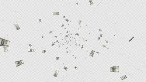 Flying Dollar Banknotes Animation on Alpha Channel, Loop Video stock 317274257