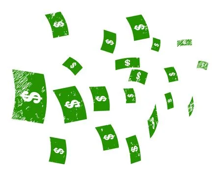 Flying Dollar Banknotes Grunge Icon Symbol 스톡 일러스트