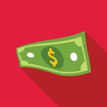 Flying dollar bill on red background representing wealth and finance Stock Illustration