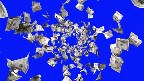 Flying Dollar Bill Towards Camera Like Tunnels Bluescreen Stock Footage Stock Footage 310743681