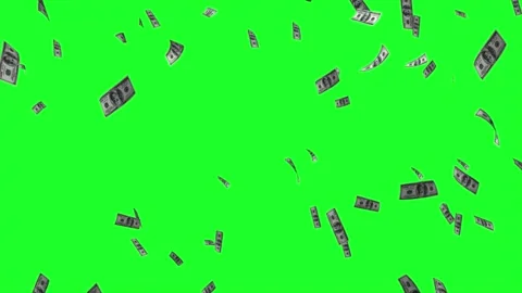 Flying Dollar Bills 3d animation on Green Screen Background Stock Footage 280781349