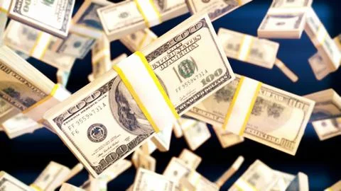 Flying Dollar Bills for background. 3D rendering Stock Illustration