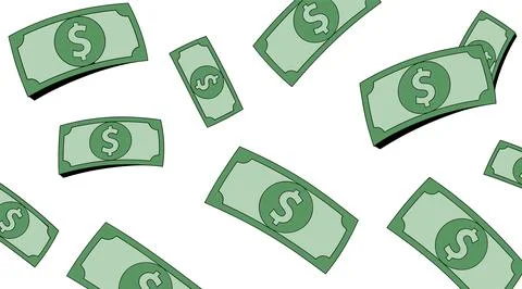 Flying Dollar Bills Background Representing Wealth and Financial Abundance. Stock Illustration