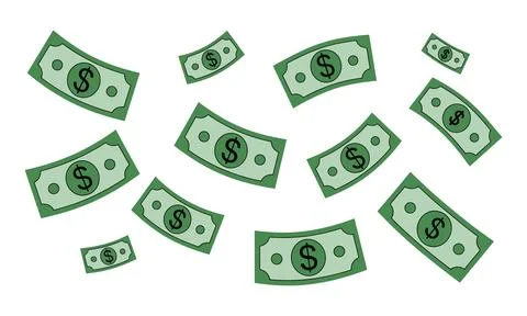 Flying Dollar Bills Representing Wealth, Cash Flow and Financial Growth. Stock Illustration