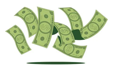 Flying Dollar Bills Symbolizing Wealth, Profit, and Financial Success. Stock Illustration