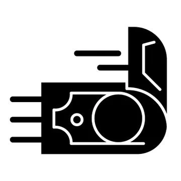 Flying dollar solid icon. Money vector illustration isolated on white. Banknote Stock Illustration