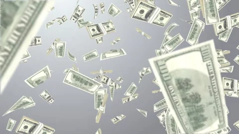Flying dollars banknotes motion isolated on a white background. Money is flying Stock Footage