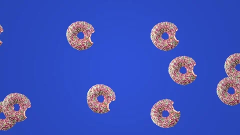 Flying donuts blue screen loop animation Stock Footage 342289124