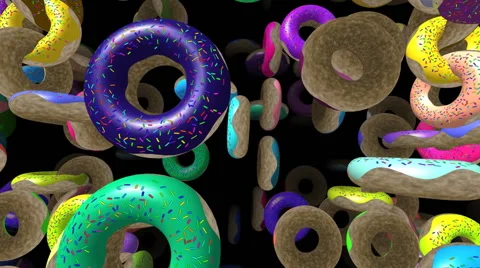Flying donuts generated 3D video Stock Footage 66827238