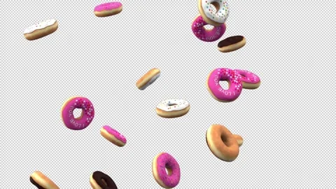 Flying donuts tornado – 3d render, 60fps, looped with alpha channel. Stock Footage 307171000
