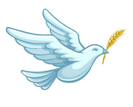 Flying dove bird with wheat ear vector Stock Illustration