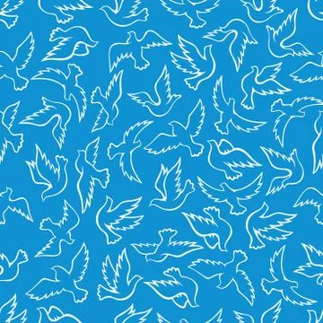 Flying dove birds seamless pattern Stock Illustration