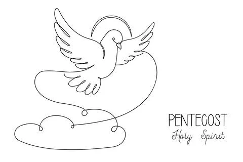 Flying Dove in Clouds. One Continuous Line. Pigeon Bird Symbol of Peace and.. Stock Illustration