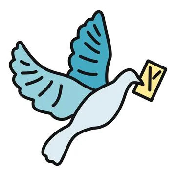 Flying dove drawing carrying a message envelope Stock Illustration
