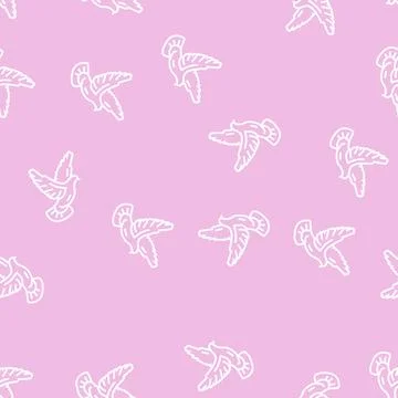 Flying dove line seamless pattern Illustrazione stock
