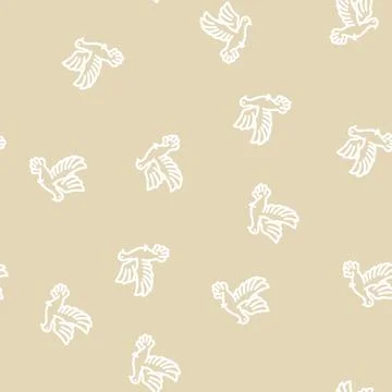 Flying dove line vector seamless pattern Иллюстрация