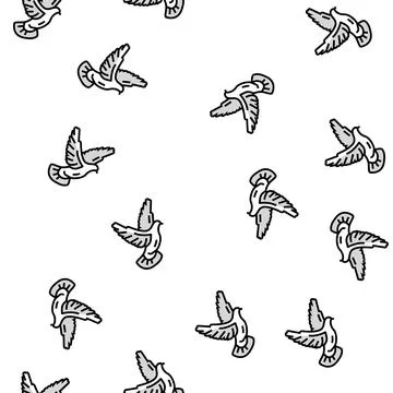 Flying dove vector seamless pattern Illustrazione stock