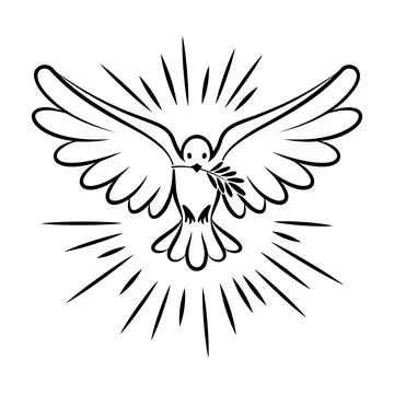 Flying dove vector sketch. Dove of Peace. Silhouette of a flying dove Stock Illustration