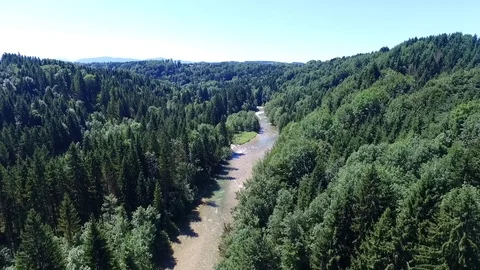 Flying down to a bavarian river Stock Footage 108970911