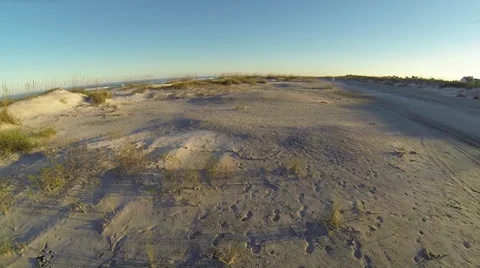 Flying Down Beach in St Augustine Aerial Stock Footage 34251101