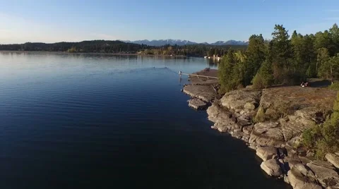 Flying Down The Lake Shore Stock Footage