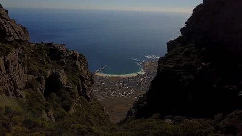 Flying Down A Mountain With Beautiful Ocean View [Drone Footage] Stock Footage 92158708