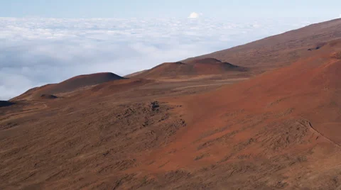 Flying down a red slope of Mauna Loa, Hawaii. Shot in 2010. Stock Footage 59521492