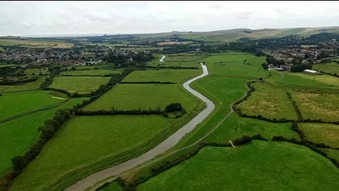 Flying down the River Adur towards Steyning Stock Footage 185589687