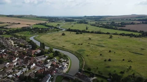 Flying down the River Adur towards the coast Stock Footage 186640516