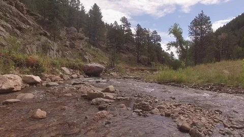 Flying Down Stream And Lift Up High Stock Footage 100209482