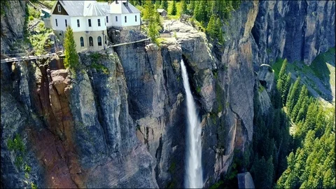 Flying down waterfall  스톡 동영상 87621643