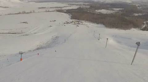 Flying downhill ski resort. Stock Footage 59591501