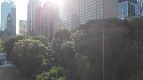 Flying up in downtown Toronto Stock Footage 143099229