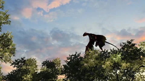 Flying dragon wyvern Stock-Footage 36140949