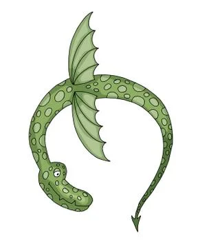Flying dragon wyvern, mythical and fantastic animal vector cartoon Illustration Stock Illustration