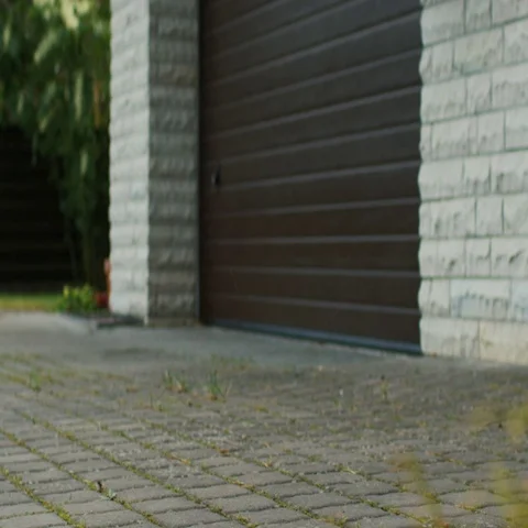 Flying Drone Delivers Postal Package Right To Your Porch.  Stock Footage