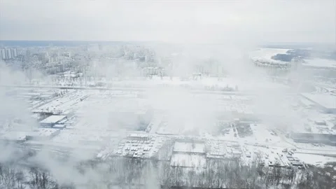 Flying on a drone directly above the shipyard and the stand where the ships are Stock Footage 171241835