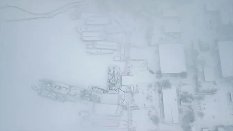 Flying on a drone directly above the shipyard and the stand where the ships are Stock-Footage 219857223