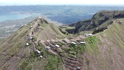 Flying with Drone on Mountain Volcano Agung on Bali - Indonesia 스톡 동영상 125019441
